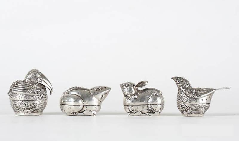 Cambodia silver animals betel nut box