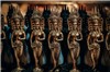 Mini golden Cambodian brass statues