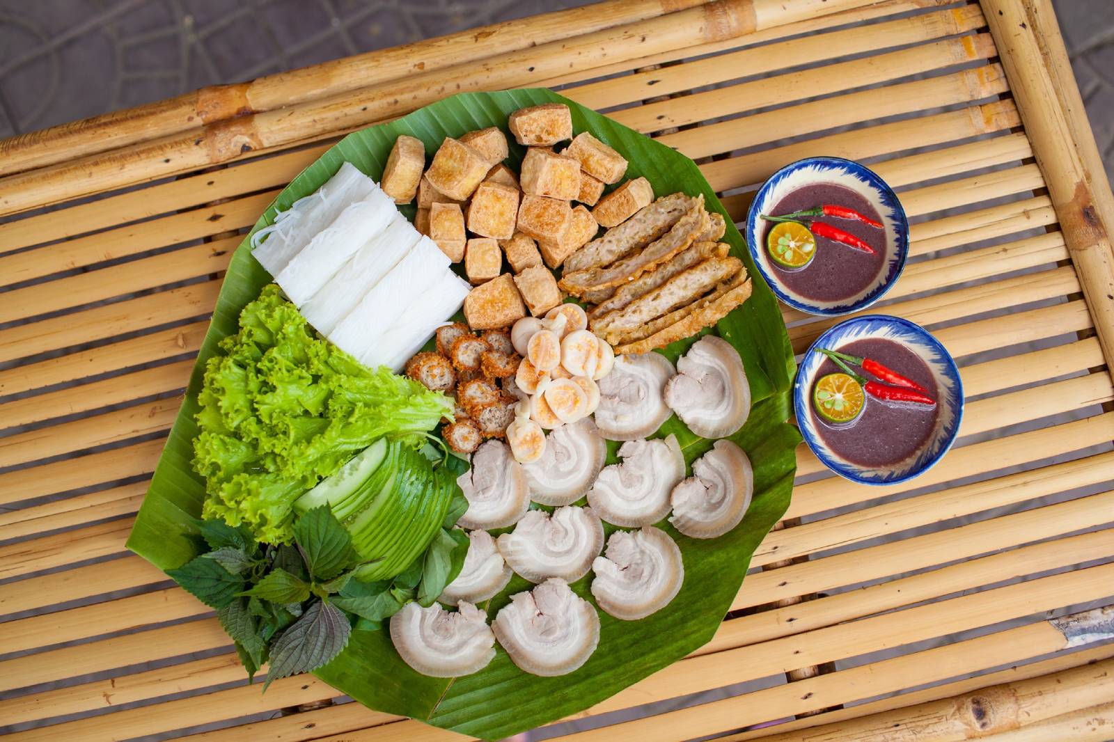 Noodle and Tofu with Shrimp Sauce (Bun Dau Mam Tom)